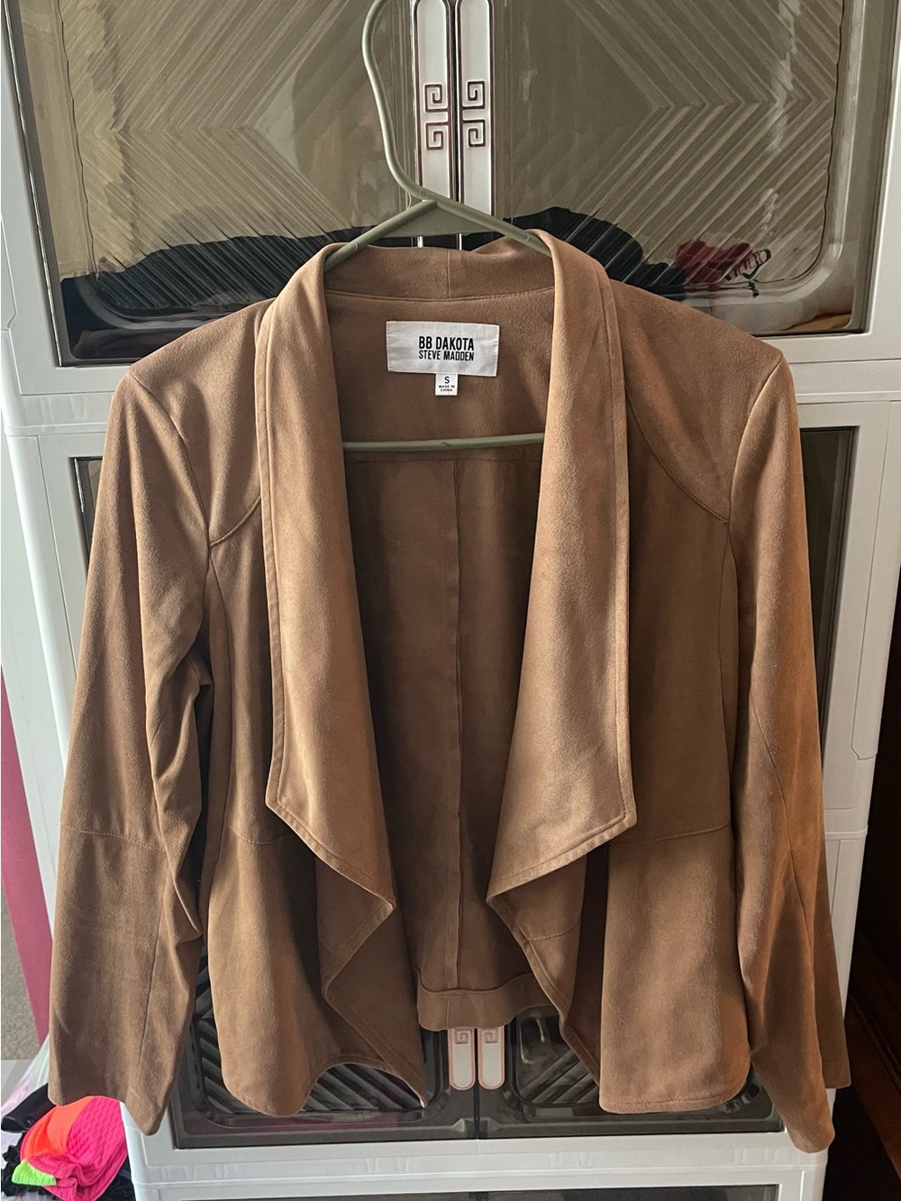 BB Dakota by Steve Madden Brown Faux Suede Waterfall Blazer
